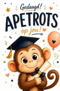 Kaartje met persoonlijk bericht geslaagd - Ballonnenshop.nl