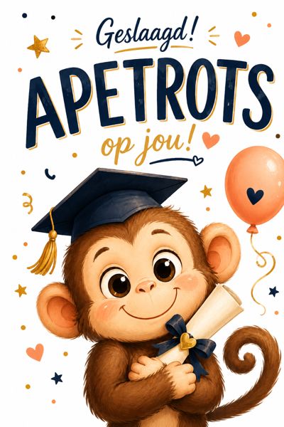 Kaartje met persoonlijk bericht geslaagd - Ballonnenshop.nl