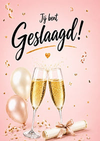 Kaartje met persoonlijk bericht geslaagd - Ballonnenshop.nl