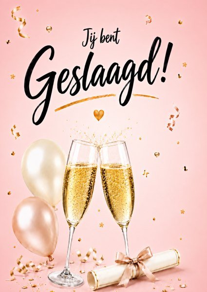 Kaartje met persoonlijk bericht geslaagd - Ballonnenshop.nl