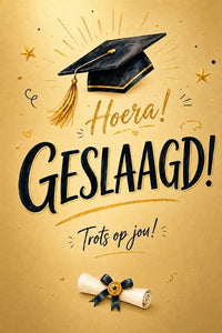Kaartje met persoonlijk bericht geslaagd - Ballonnenshop.nl