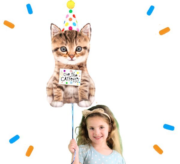 Kat Cue The Catfetti Helium Ballon - Gevuld Met Helium - 91 cm - Ballonnenshop.nl