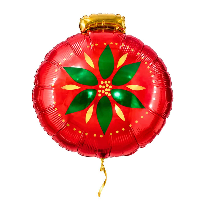 Kerstbal Helium Ballon – met helium gevuld, met gouden lint