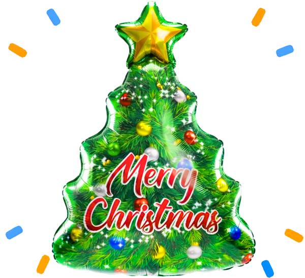 Kerstboom Merry Christmas Helium Ballon - Gevuld Met Helium - 91 cm - Ballonnenshop.nl