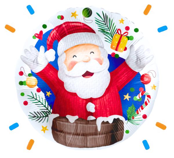 Kerstman Uit Schoorsteen Helium Ballon - Gevuld Met Helium - 46 cm - Ballonnenshop.nl