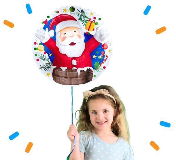 Kerstman Uit Schoorsteen Helium Ballon - Gevuld Met Helium - 46 cm - Ballonnenshop.nl