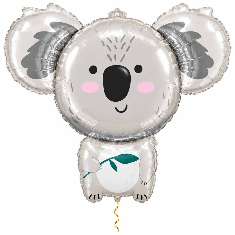 Koala Helium XL Ballon met dun metallic-gouden lint op witte achtergrond – Ballonnenshop.nl