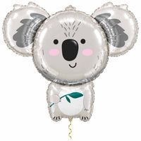 Koala Helium XL Ballon met dun metallic-gouden lint op witte achtergrond – Ballonnenshop.nl