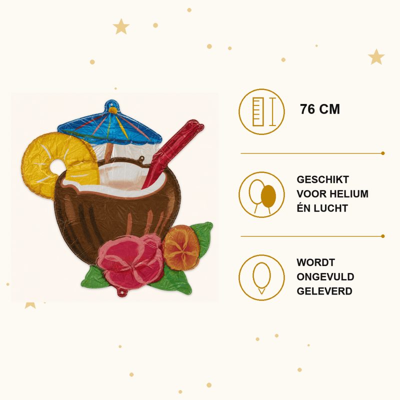 Kokosnoot Cocktail - Pina Colada - Folie Ballon - 76 cm - Ballonnenshop.nl