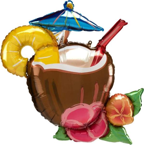 Kokosnoot Cocktail - Pina Colada - Helium Ballon - Gevuld Met Helium - 76cm - Ballonnenshop.nl