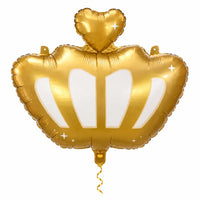 Kroon Helium Ballon met dun metallic gouden lint op witte achtergrond – Ballonnenshop.nl