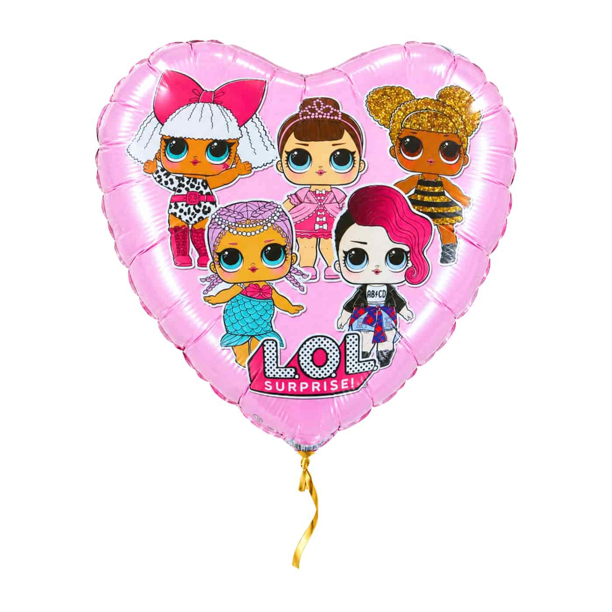 L.O.L Helium Ballon – met helium gevuld, met gouden lint