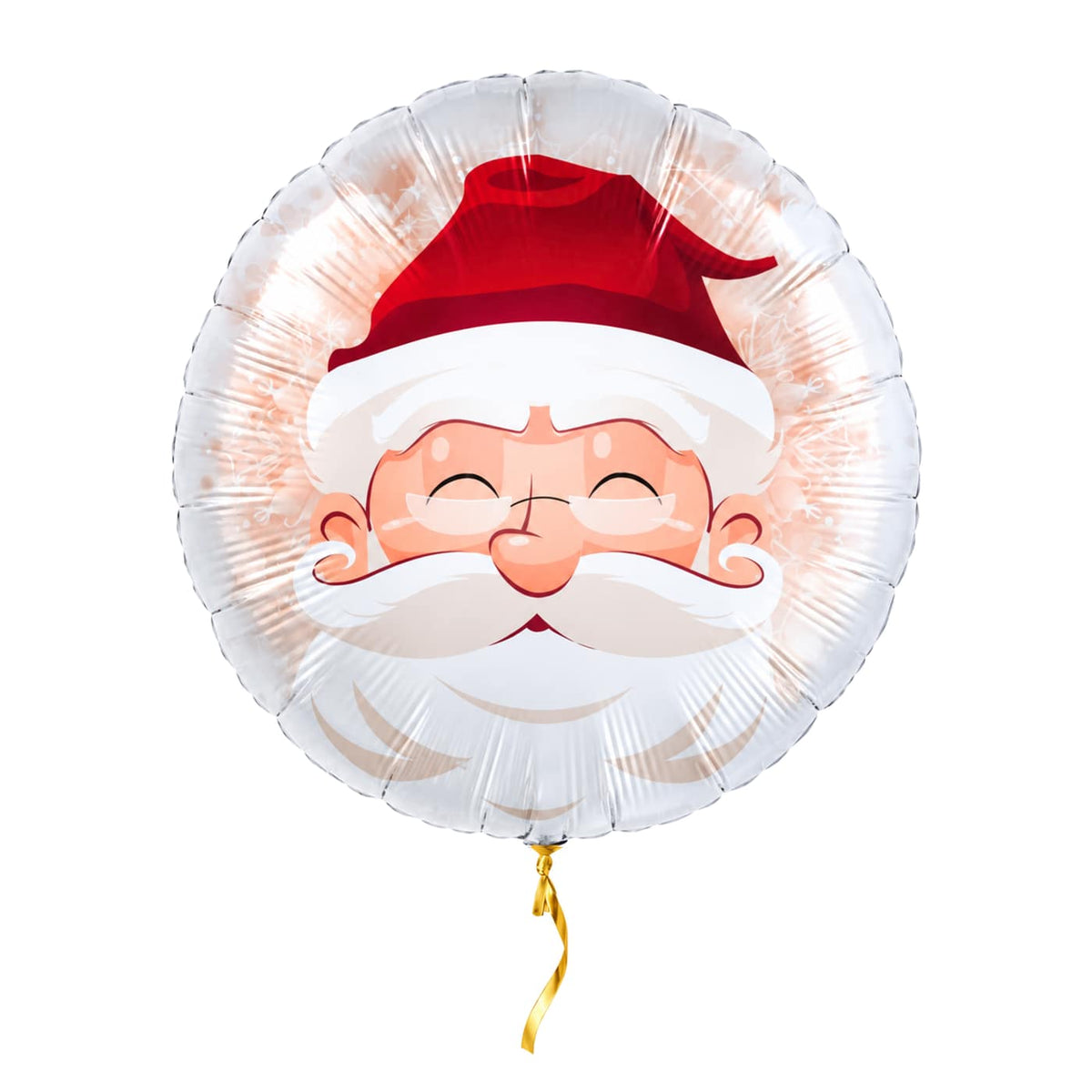 Lachende Kerstman Helium Ballon – met helium gevuld, met gouden lint