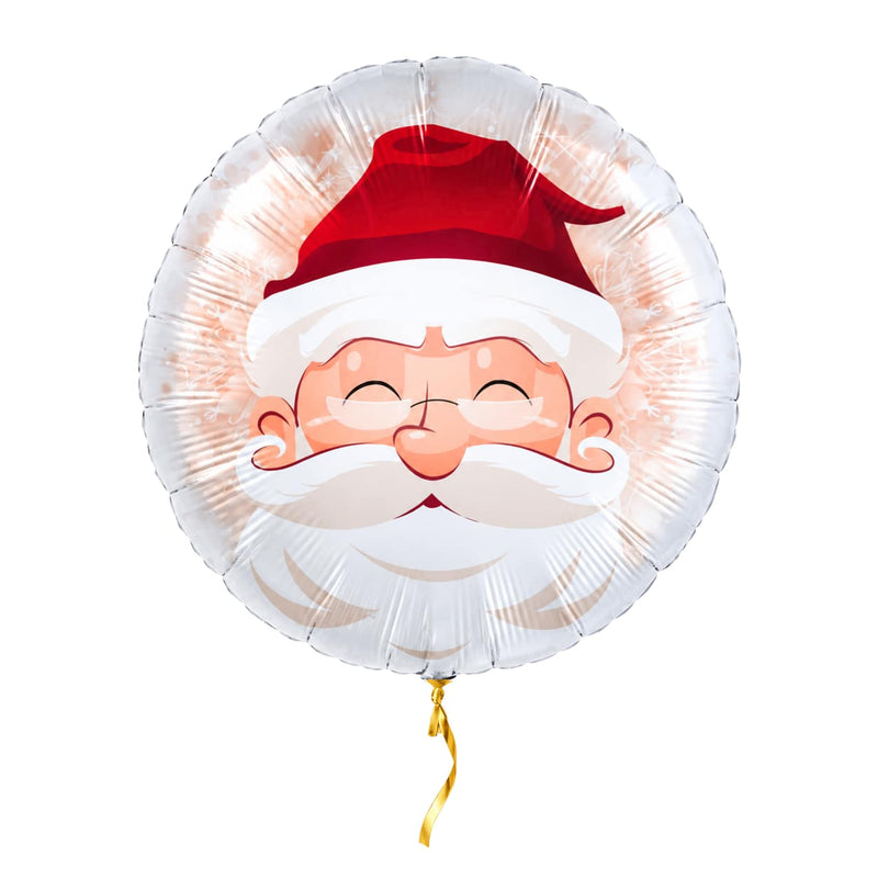 Lachende Kerstman Helium Ballon – met helium gevuld, met gouden lint