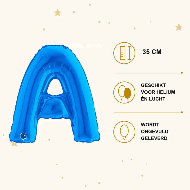 Letter Ballon A Blauw - 35 cm - Ballonnenshop.nl
