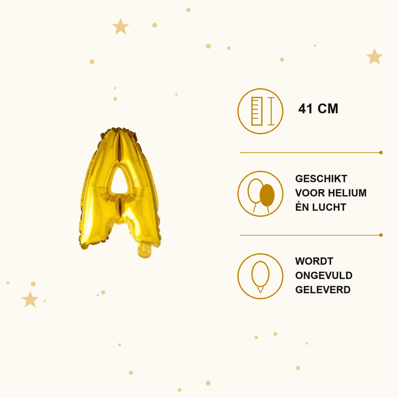 Letter Ballon A Goud - 41 cm - Ballonnenshop.nl