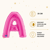 Letter Ballon A Roze - 35 cm - Ballonnenshop.nl
