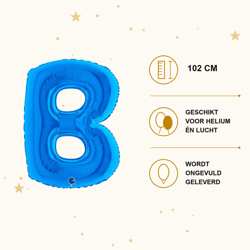 Letter Ballon B Blauw - 102 cm - Ballonnenshop.nl