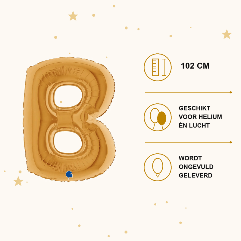 Letter Ballon B Goud 102 cm - Ballonnenshop.nl