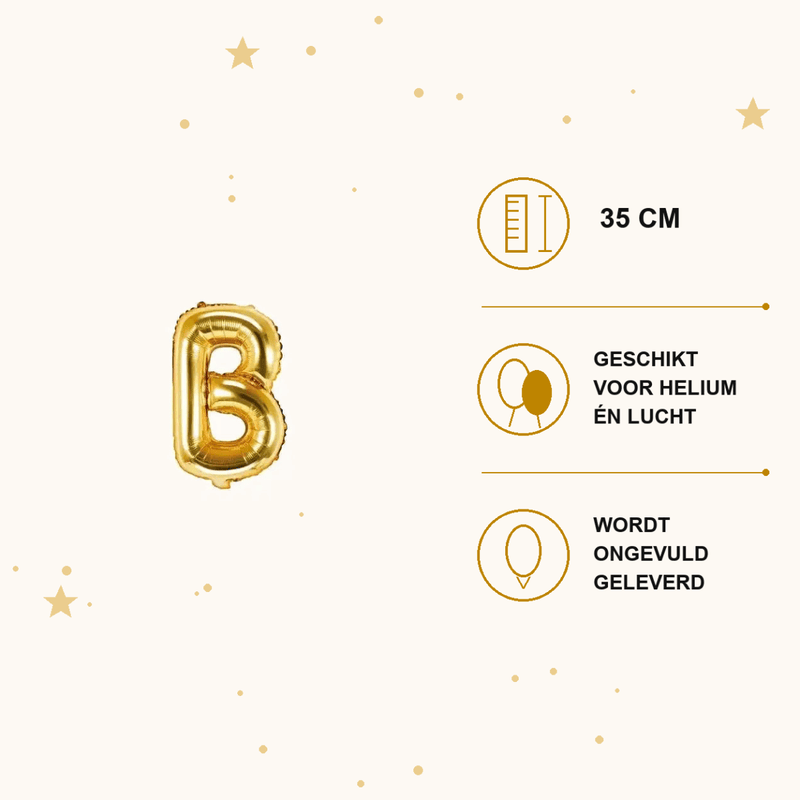 Letter Ballon B Goud - 35 cm - Ballonnenshop.nl