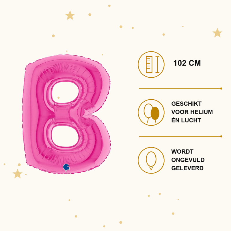 Letter Ballon B Roze - 102 cm - Ballonnenshop.nl