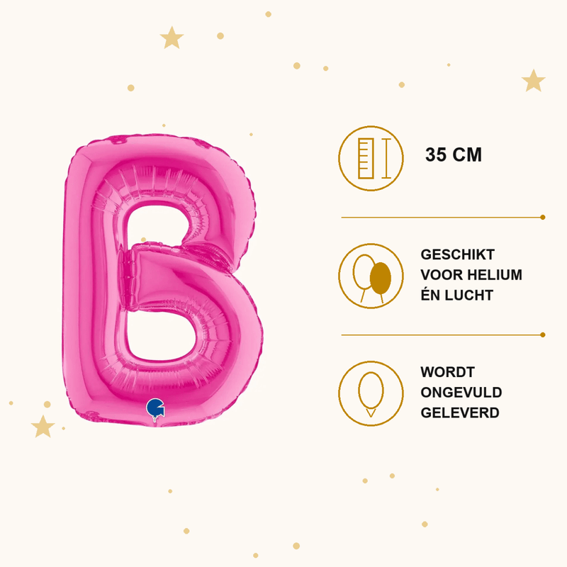 Letter Ballon B Roze - 35 cm - Ballonnenshop.nl
