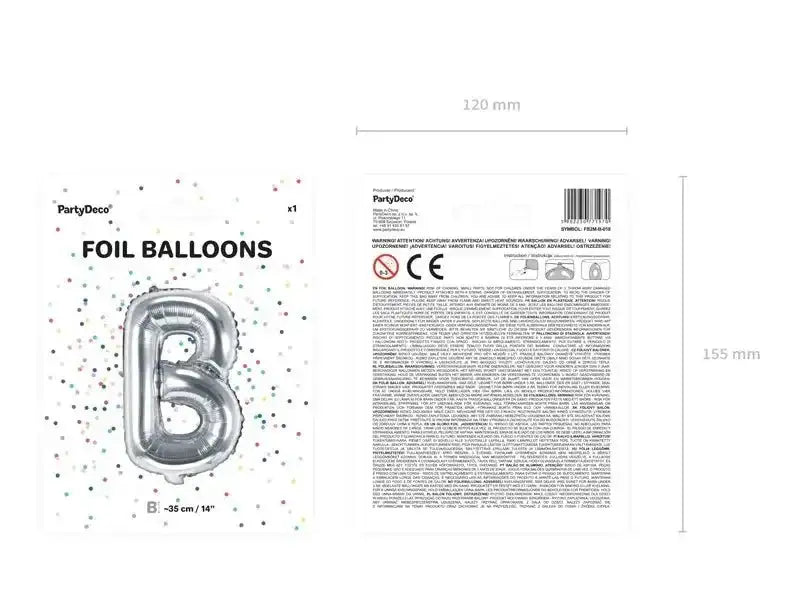 Letter Ballon B Zilver - 35 cm - Ballonnenshop.nl