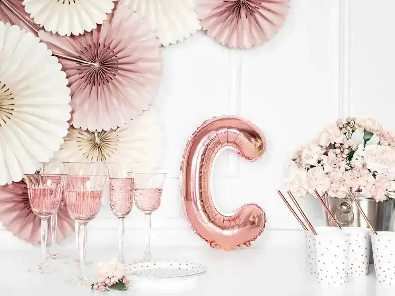 Letter Ballon C Rose Goud - 35 cm - Ballonnenshop.nl