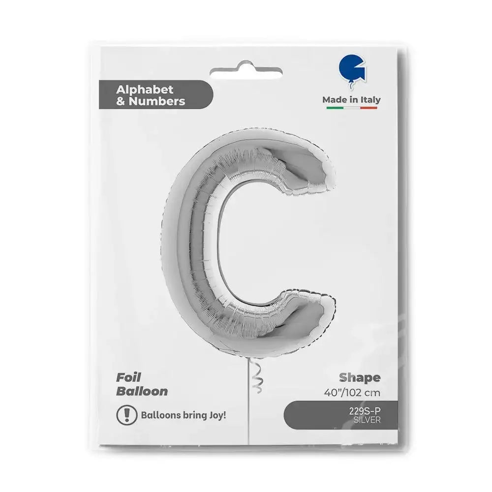 Letter Ballon C Zilver 102 cm - Ballonnenshop.nl
