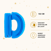 Letter Ballon D Blauw - 102 cm - Ballonnenshop.nl