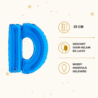 Letter Ballon D Blauw - 35 cm - Ballonnenshop.nl