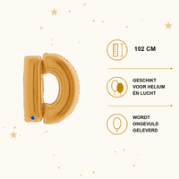 Letter Ballon D Goud 102 cm - Ballonnenshop.nl