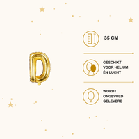Letter Ballon D Goud - 35 cm - Ballonnenshop.nl