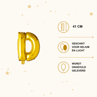 Letter Ballon D Goud - 41 cm - Ballonnenshop.nl