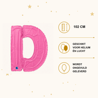 Letter Ballon D Roze - 102 cm - Ballonnenshop.nl