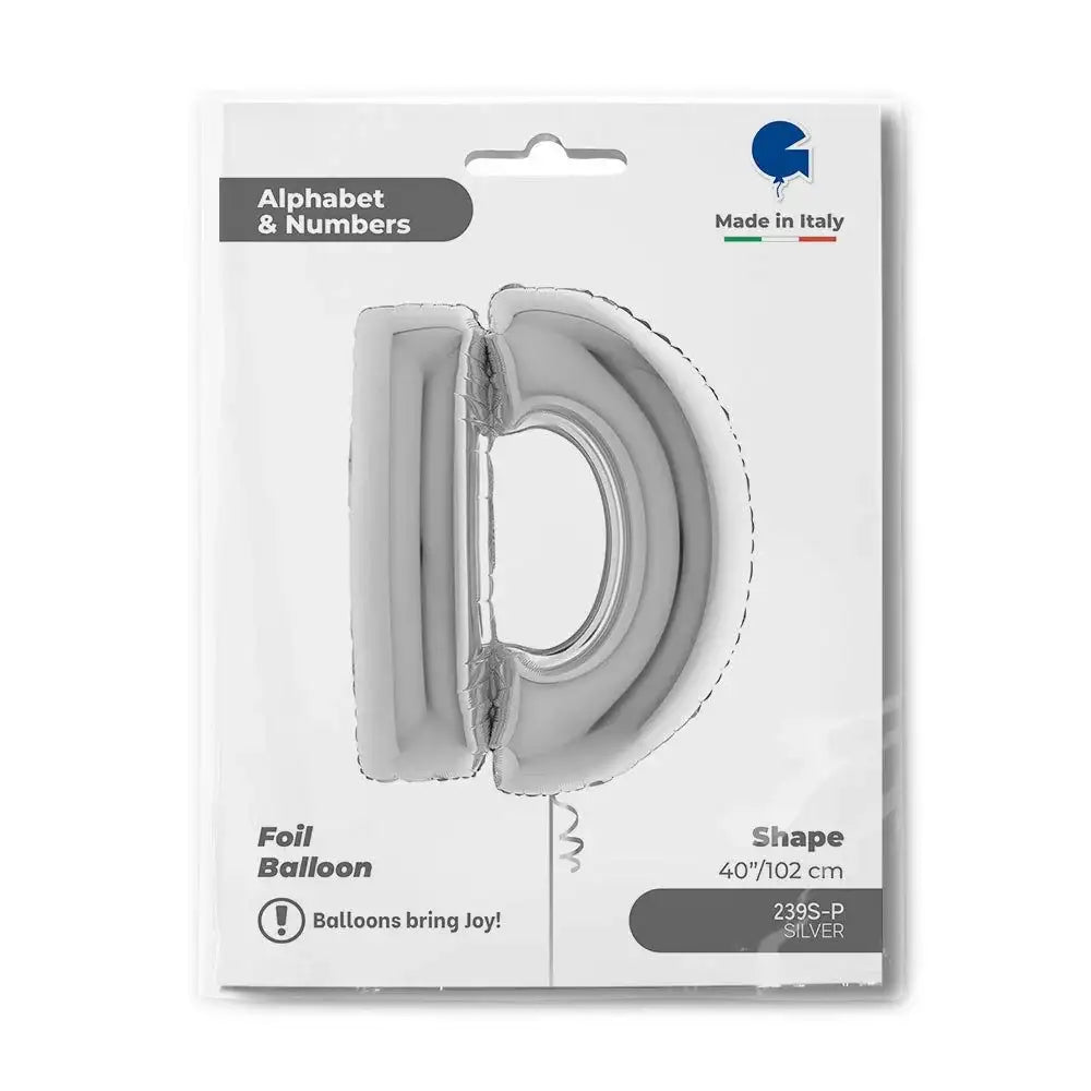 Letter Ballon D Zilver 102 cm - Ballonnenshop.nl