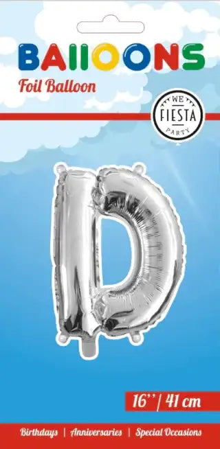Letter Ballon D - Zilver - 41 cm - Ballonnenshop.nl