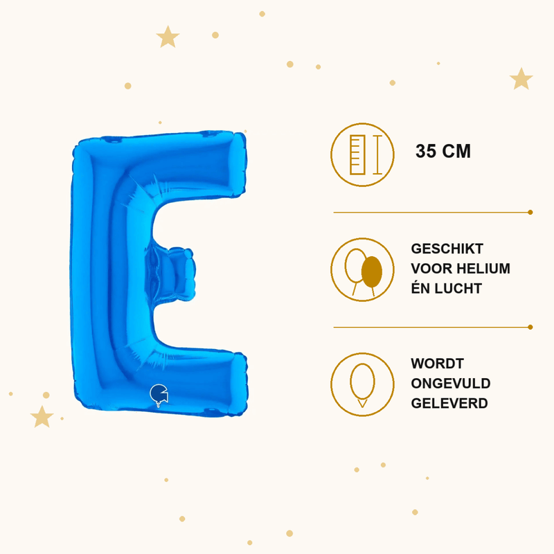 Letter Ballon E Blauw - 35 cm - Ballonnenshop.nl