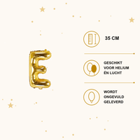 Letter Ballon E Goud - 35 cm - Ballonnenshop.nl
