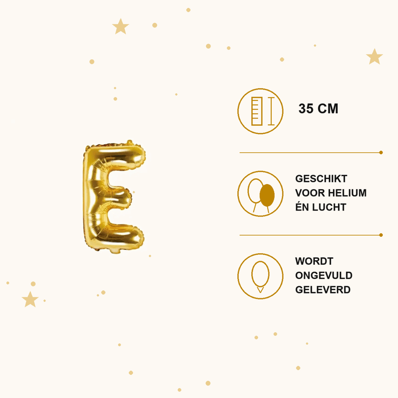Letter Ballon E Goud - 35 cm - Ballonnenshop.nl