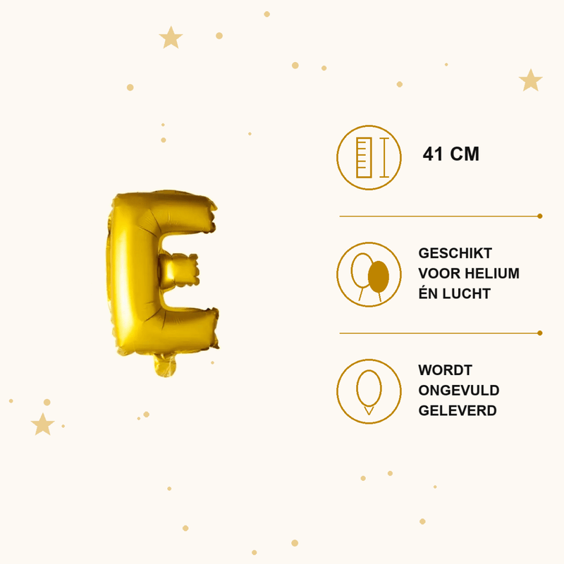 Letter Ballon E Goud - 41 cm - Ballonnenshop.nl