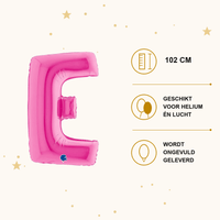 Letter Ballon E Roze - 102 cm - Ballonnenshop.nl