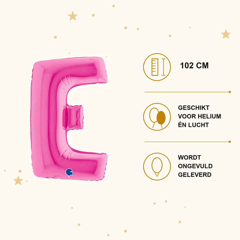 Letter Ballon E Roze - 102 cm - Ballonnenshop.nl