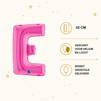 Letter Ballon E Roze - 35 cm - Ballonnenshop.nl