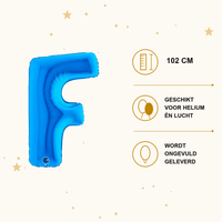 Letter Ballon F Blauw - 102 cm - Ballonnenshop.nl
