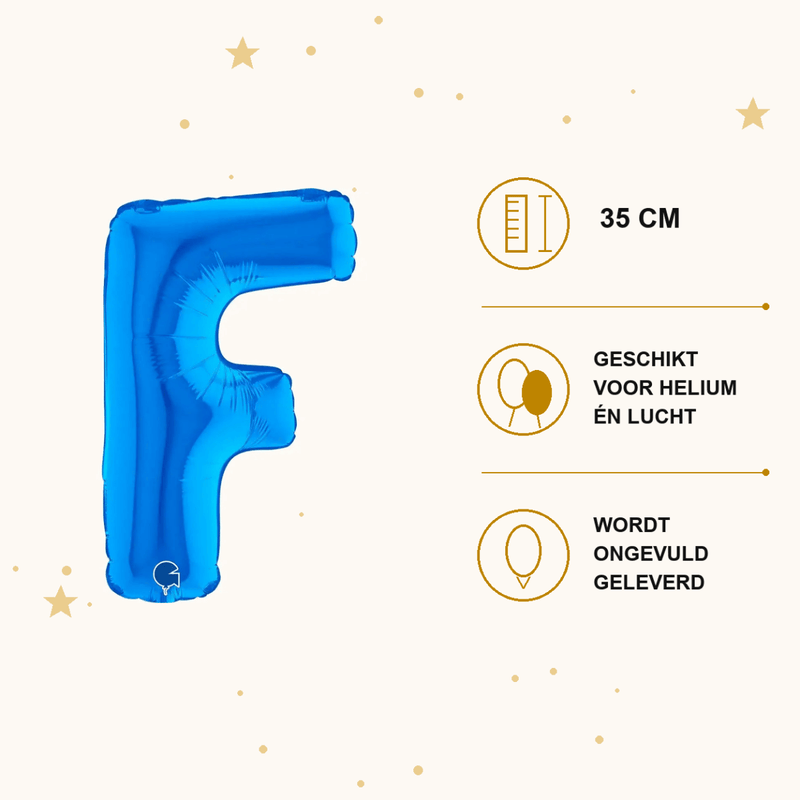 Letter Ballon F Blauw - 35 cm - Ballonnenshop.nl