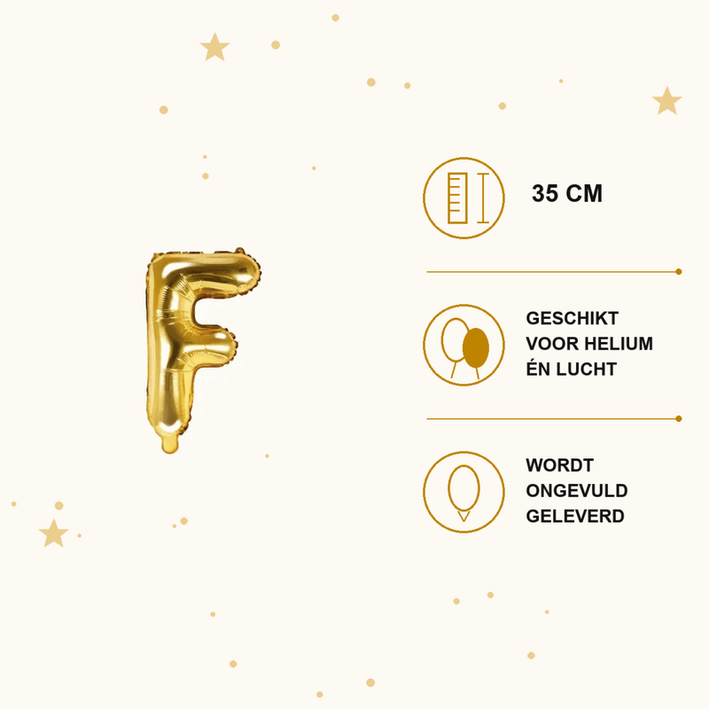Letter Ballon F Goud - 35 cm - Ballonnenshop.nl