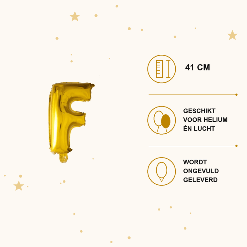 Letter Ballon F Goud - 41 cm - Ballonnenshop.nl
