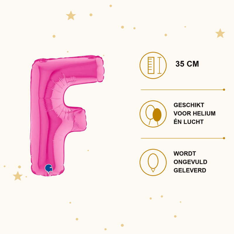 Letter Ballon F Roze - 35 cm - Ballonnenshop.nl