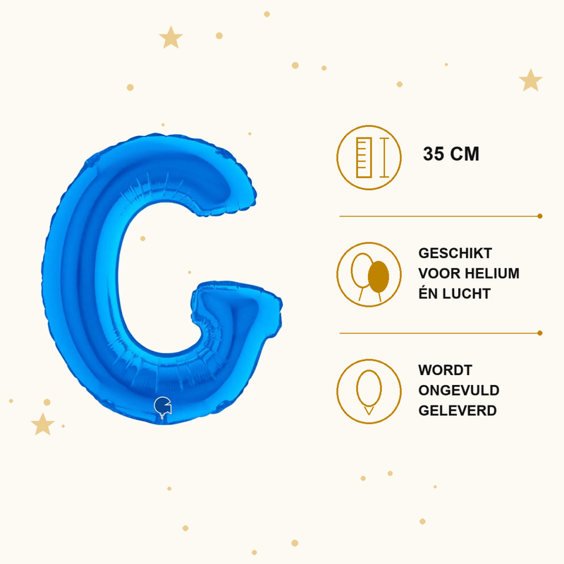 Letter Ballon G Blauw - 35 cm - Ballonnenshop.nl